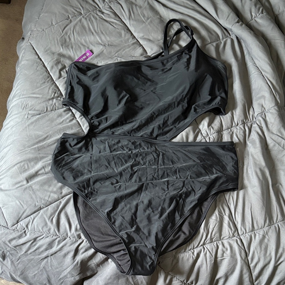 NWT Adore Me Black One-Piece Cutout Swimsuit